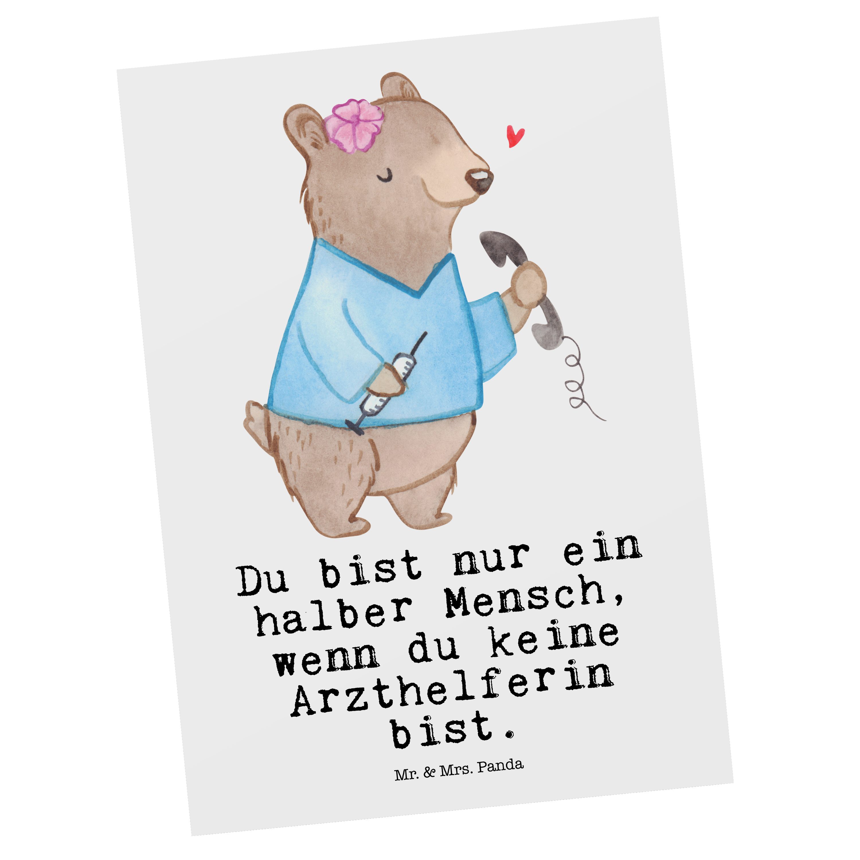 Mr. & Mrs. Panda Postkarte Arzthelferin mit Herz Weiß Geschenk