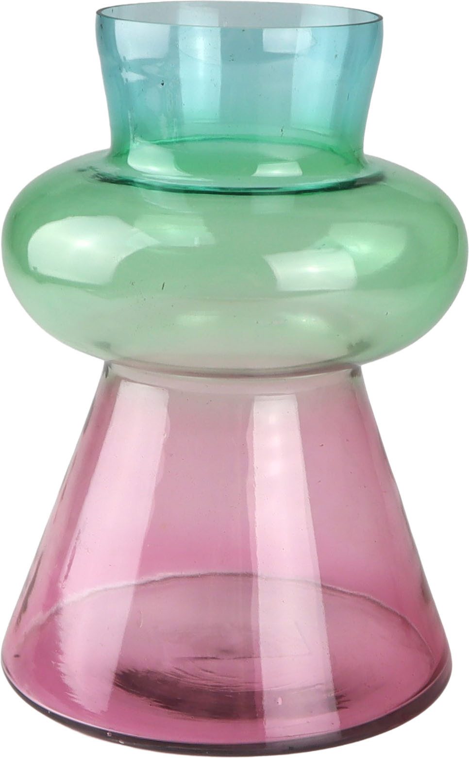 s.Oliver Dekovase Glasvase in bunter Farbkombination: blau, grün, rosa (2 St., jeweils 22cm hoch), Tischvase im 2er Set, 3-farbiges Design in moderner Form – Bild 2 von 5