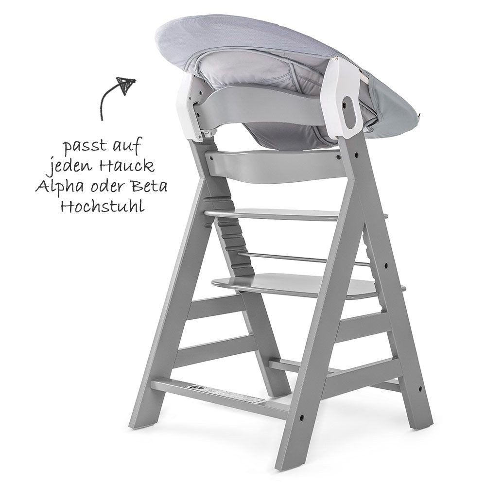 Hauck Hochstuhltablett Bouncer 2in1 - Stretch Grey, 2in1 Babywippe & Neugeborenenaufsatz für Alpha+ & Beta Hochstuhl