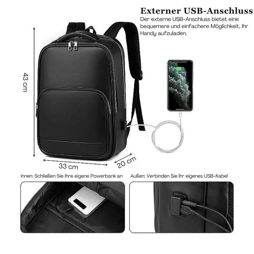 Diyarts Laptoptasche (Moderner Laptop-Rucksack, praktisch & angenehm zu tragen), integriertem USB-Ladeanschluss, Diebstahlschutz & großzügigem Stauraum