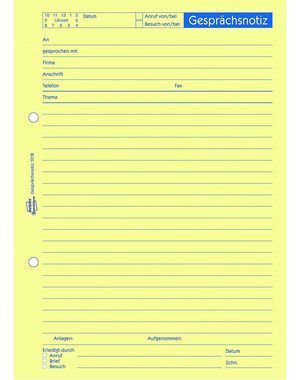 Avery Zweckform Formularblock 1018 50x Gesprächs-Notiz DIN A5 Block, Telefon-Protokoll Vorlage Formular 1x Original