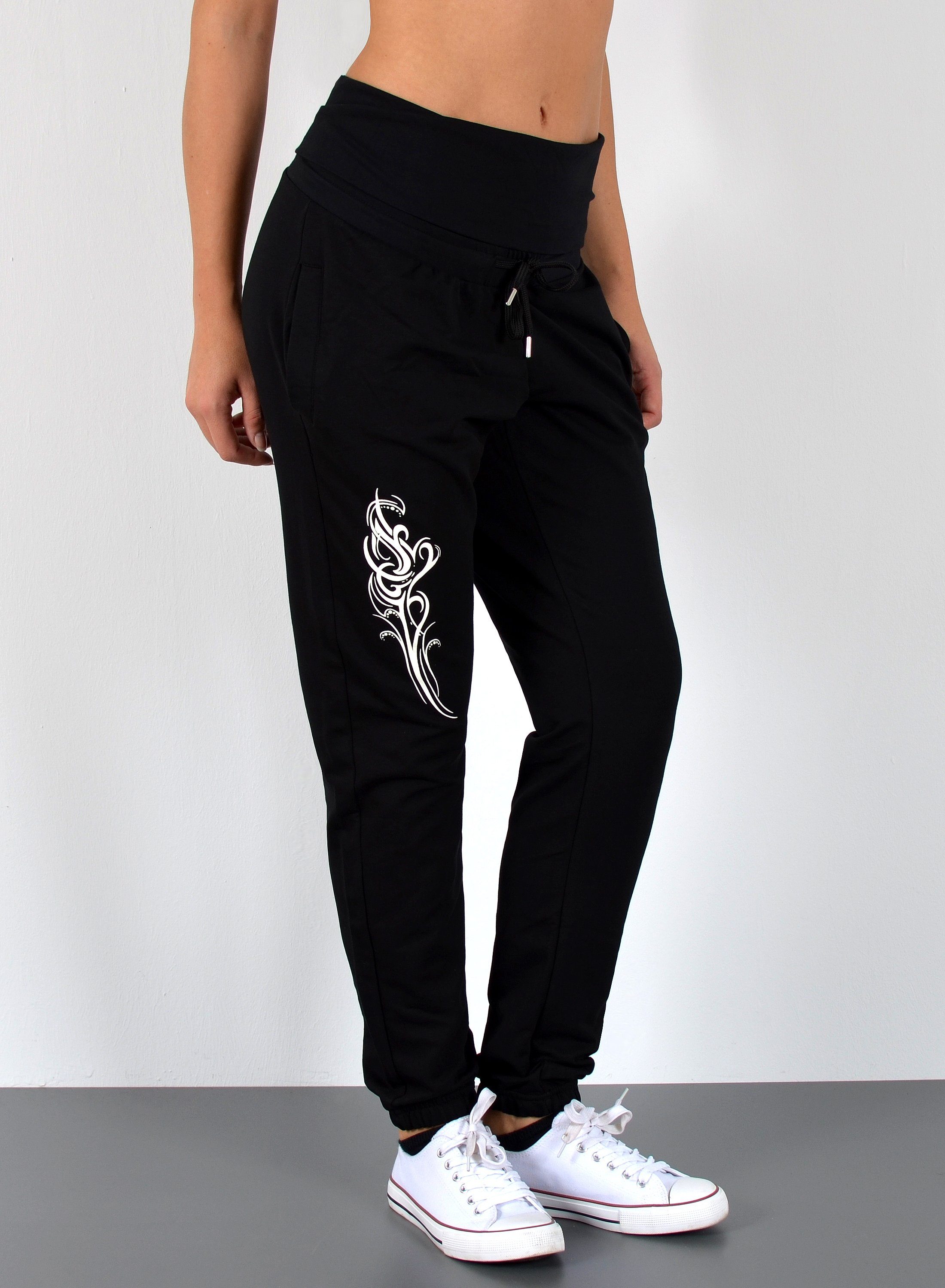 ESRA Jogginghose Damen Sporthose mit elastischem Gummibund J480-Jogging Damen Fitnesshose Lang Trainingshose Damen Jogginghose