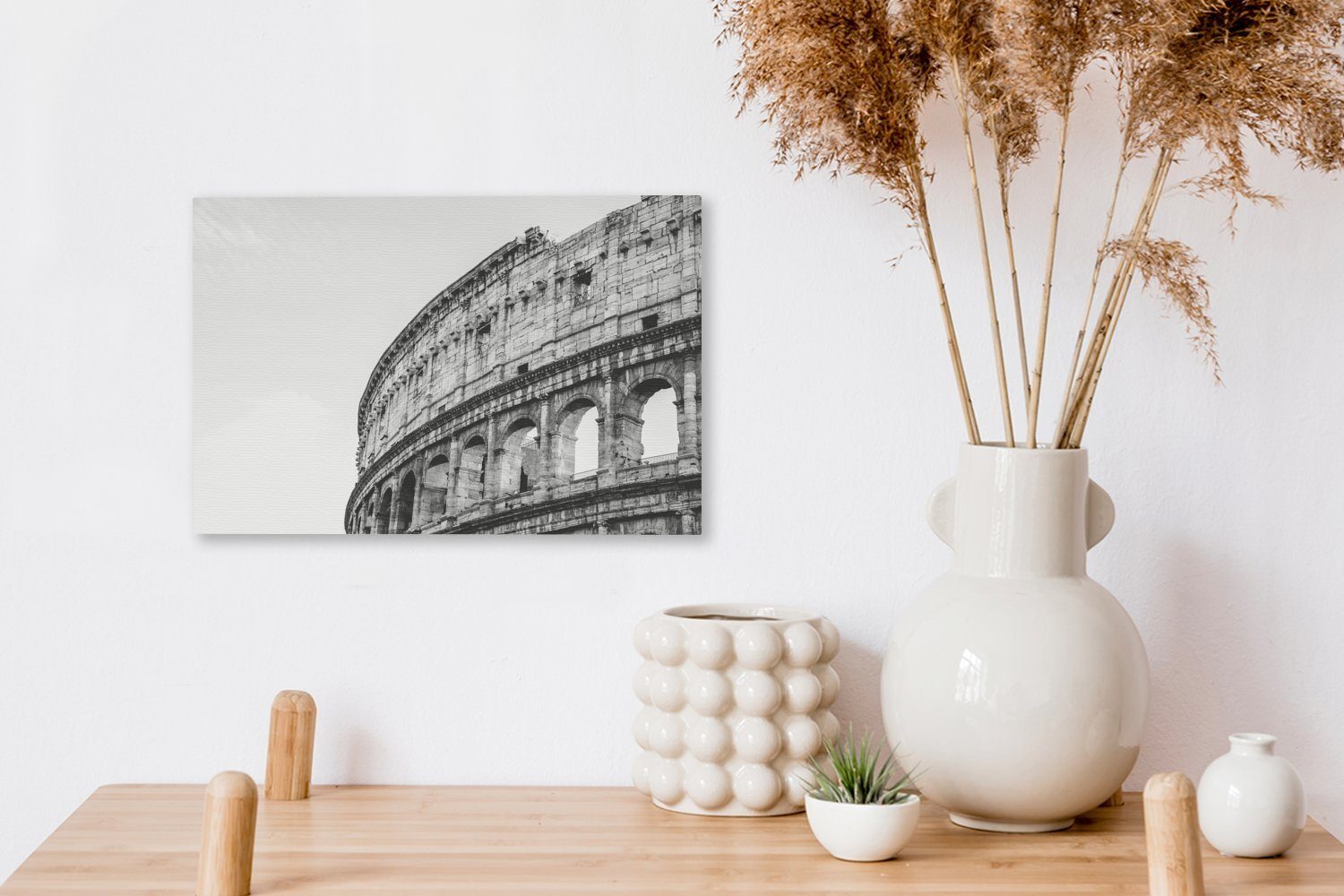OneMillionCanvasses® Leinwandbild Kolosseum Wanddeko, Wandbild (1 Rom und St), weiß, Leinwandbilder, in Aufhängefertig, schwarz - cm 30x20