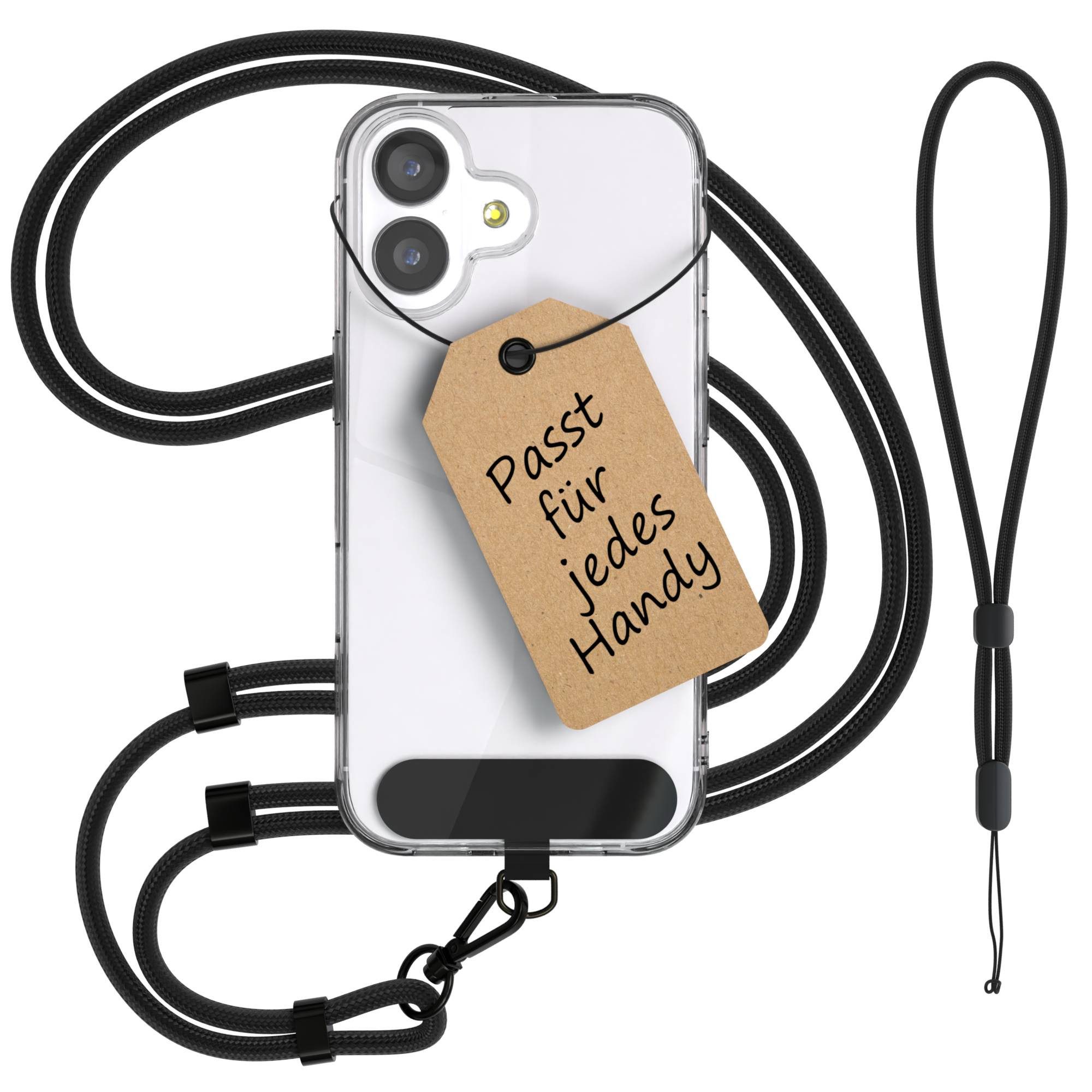 EAZY CASE Handykette Universal Handykette für alle Modelle zum Umhängen, Universale Handykette zum Umhängen für alle Modelle geeignet Schwarz