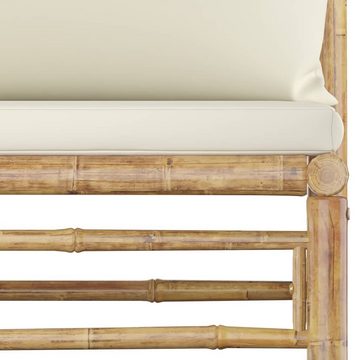 furnicato Garten-Essgruppe 7-tlg. Garten-Lounge-Set mit Cremeweißen Kissen Bambus