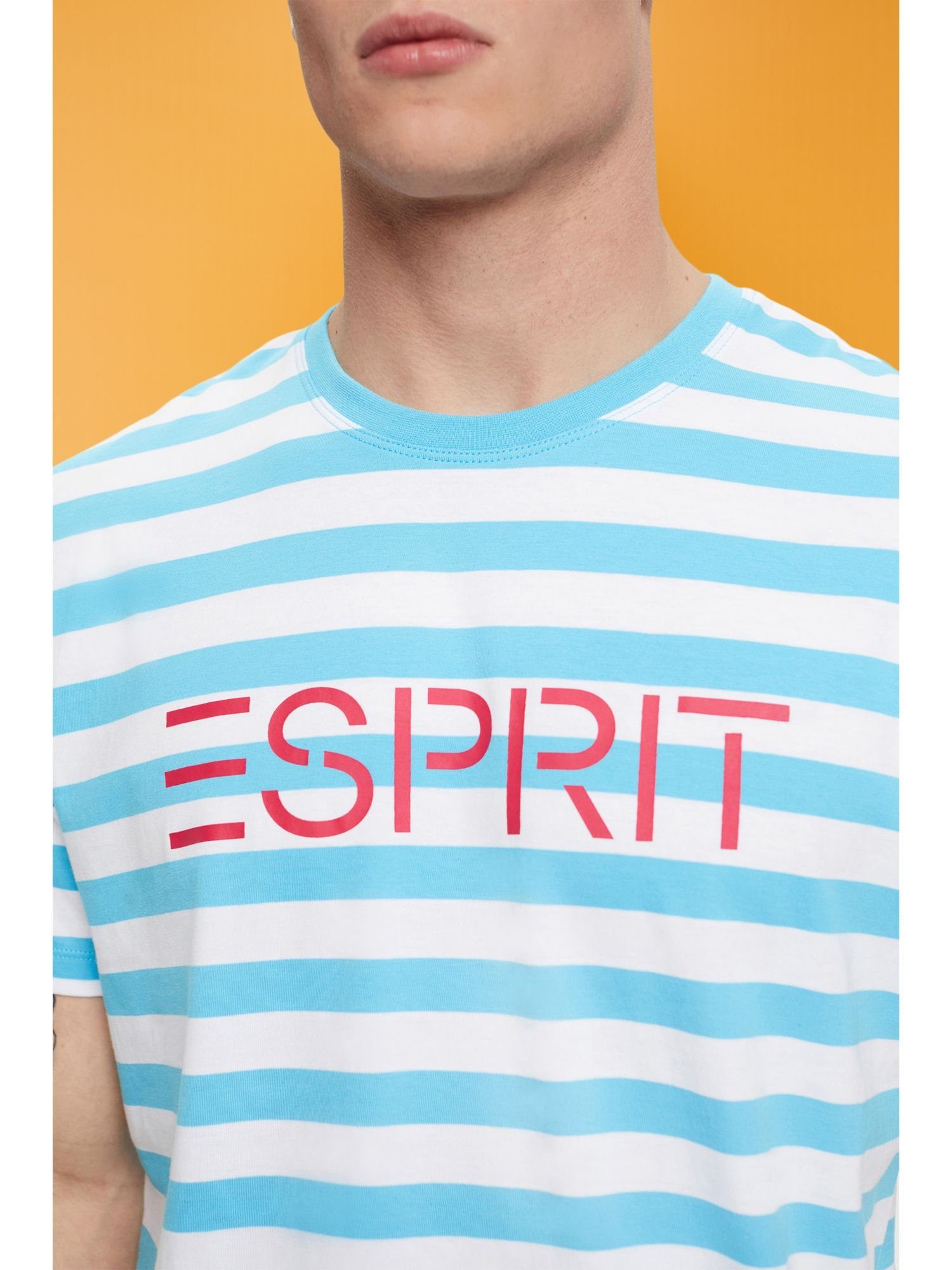 Esprit T-Shirt TURQUOISE Baumwoll-T-Shirt (1-tlg) Gestreiftes