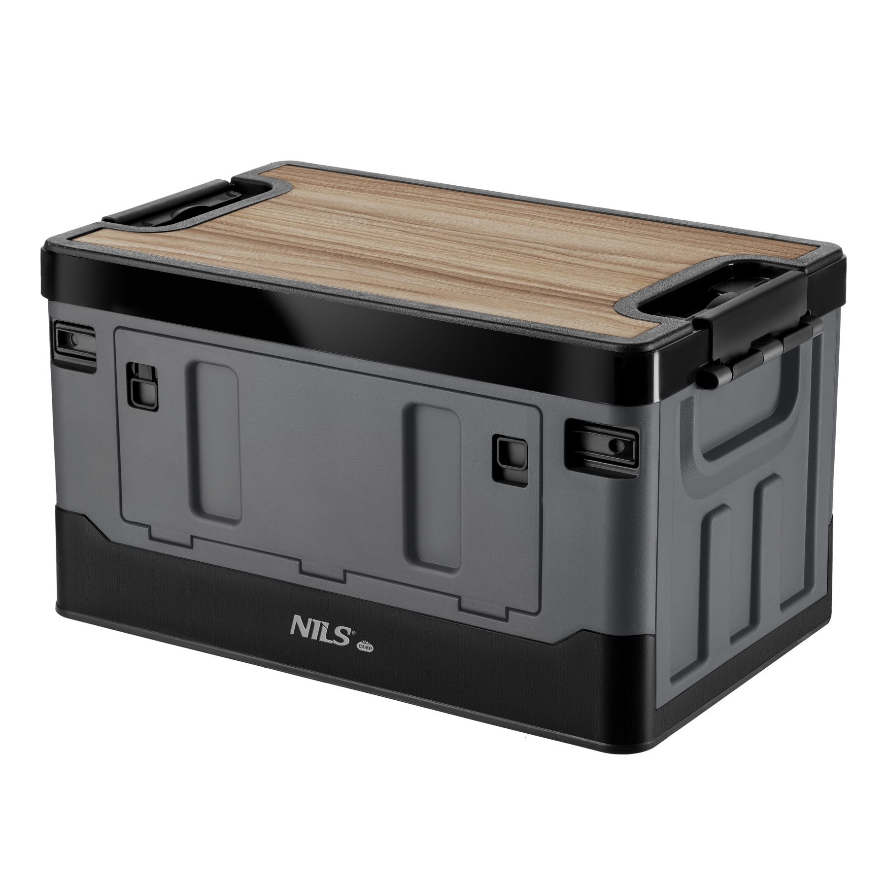 NILS CAMP Faltbox Aufbewahrungsbox Transportkiste Campingbox (Spar-Set, 1 St., 48 x 30 x 27 cm faltbar), faltbar, stapelbar, Tischplatte, 38 l, Deckel bis 80 kg