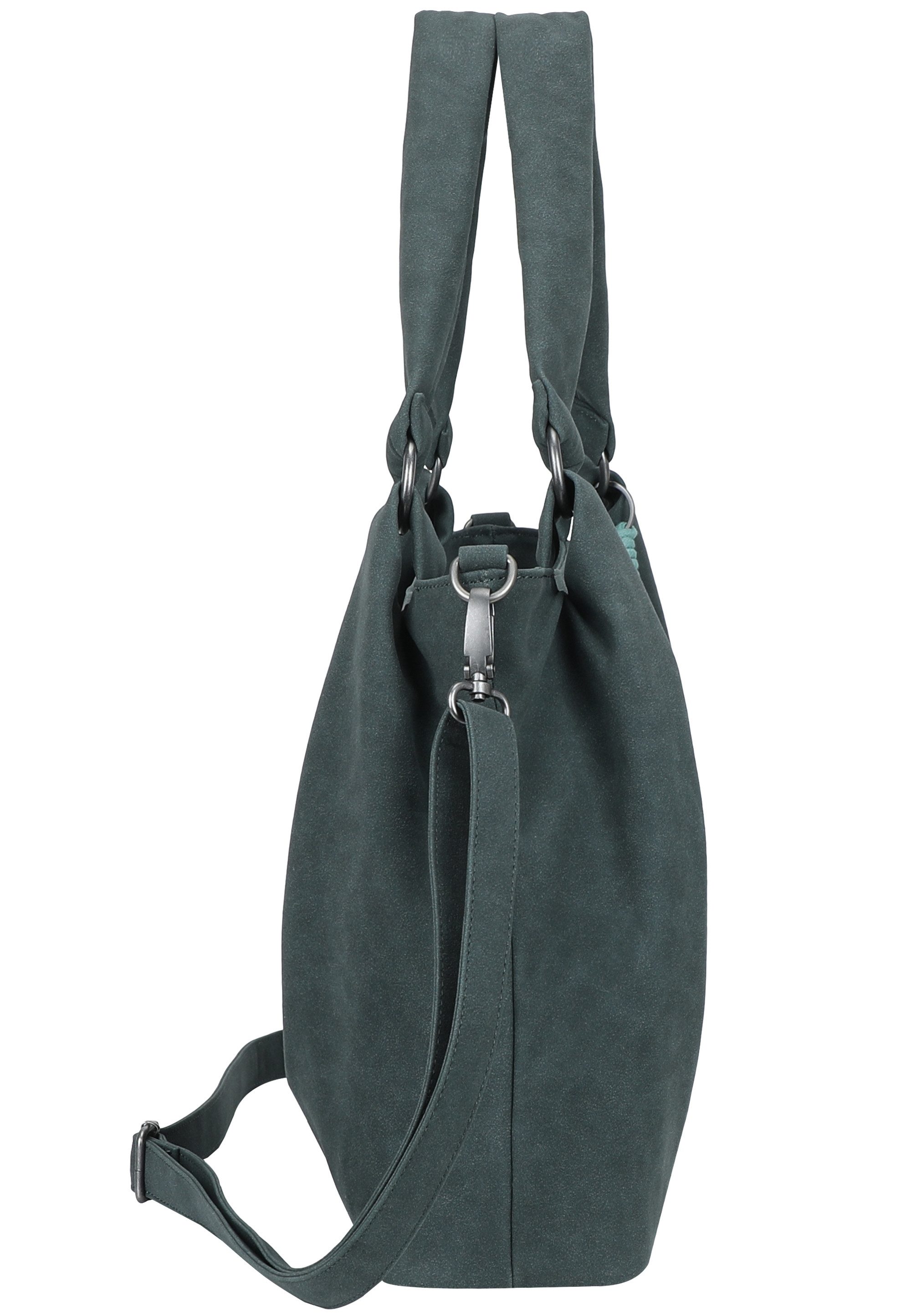 Fritzi aus Preußen Henkeltasche Sue03 Suede Jacky Soft Dark Anthra, mit abnehmbarer Makramee-Schnur