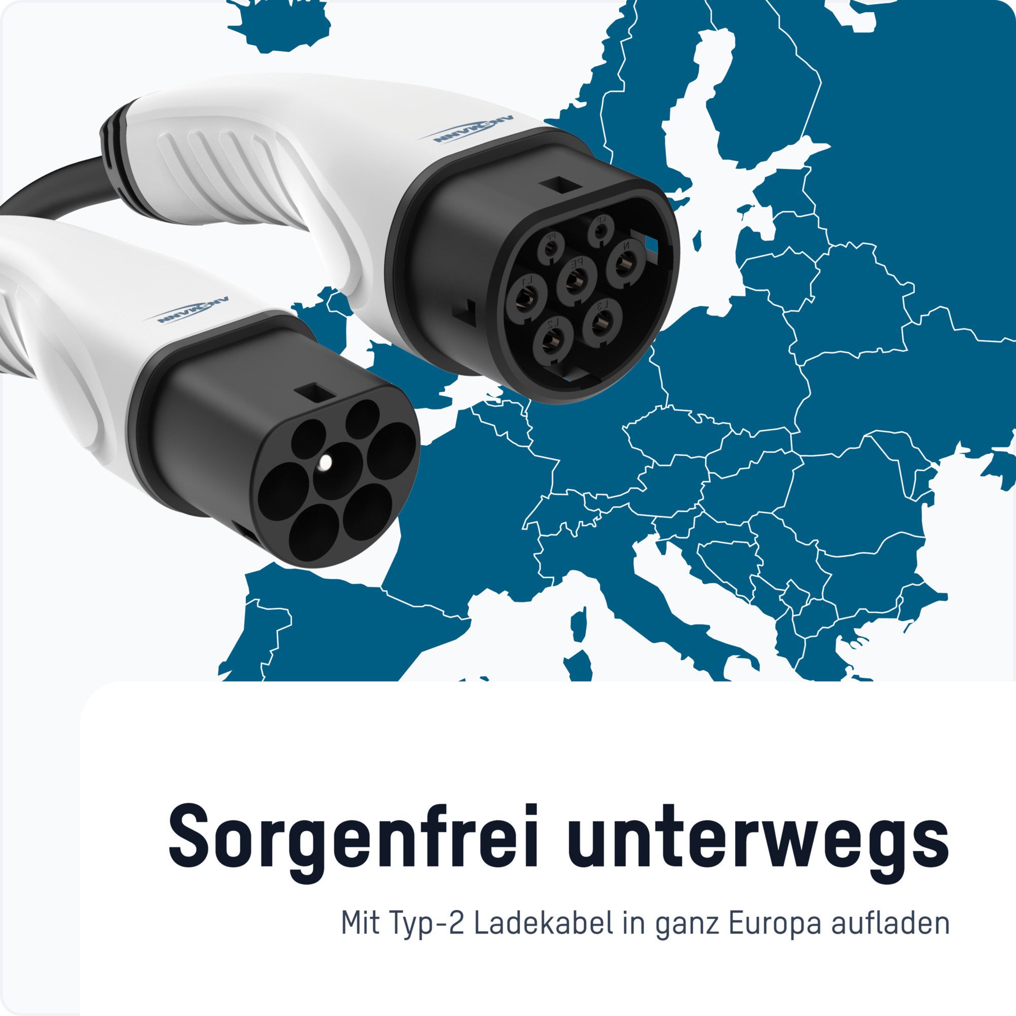 ANSMANN AG Ladekabel Typ 2 mit 22 kW für Hybrid- & Elektroauto 5 Meter lang Autoladekabel