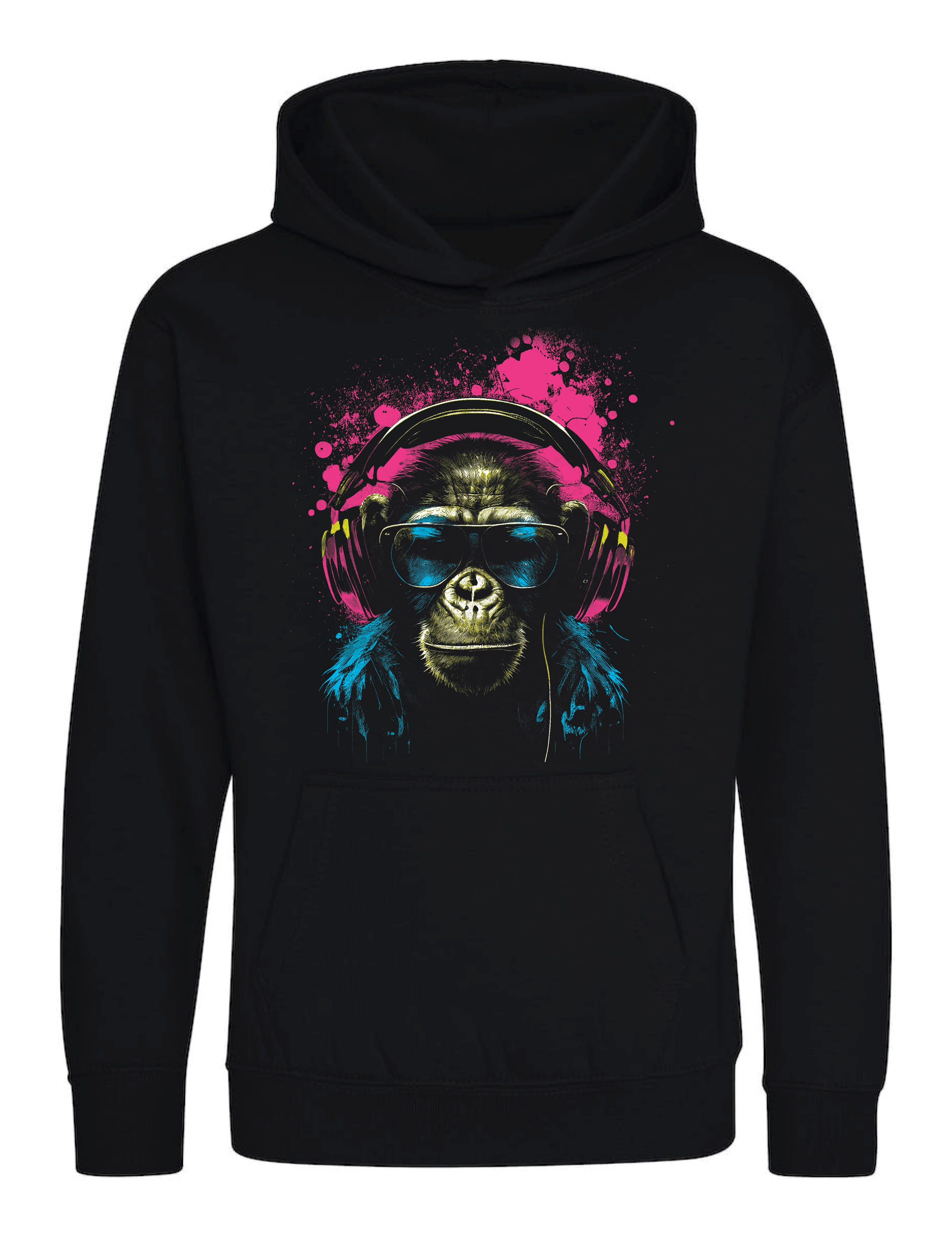 Youth Designz Kapuzenpullover AffeHeadset Kinder Hoodie Pullover mit trendigem Frontprint