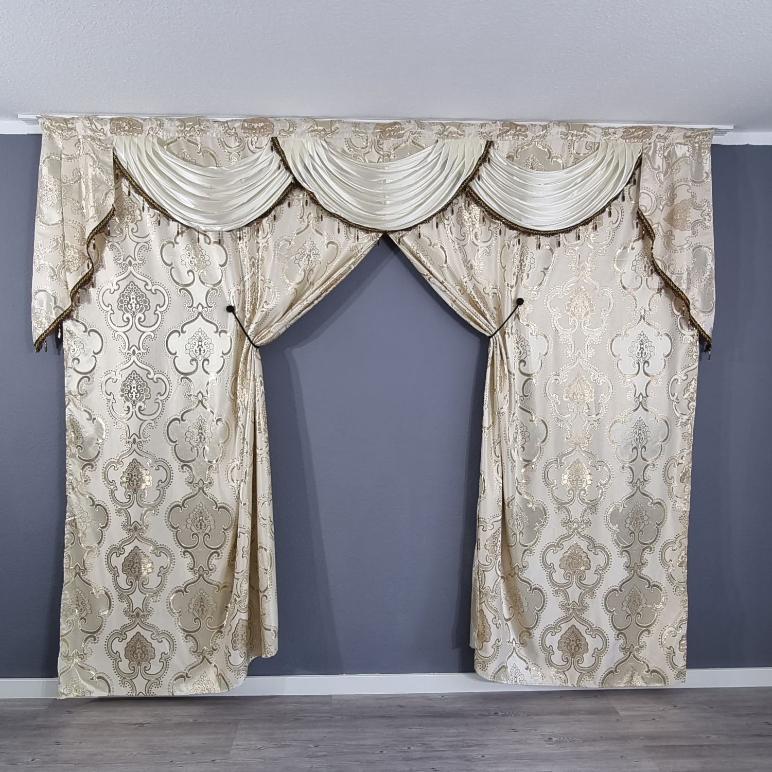 Gardinen blickdicht, Blickdicht, Barock Gardine Justyna, Polyester, Kräuselband St), Barock (1 styl, Orientalisch, Perde, Gold, Verdunkelt, by Verdunkelung, Verdunkelungsvorhang Jacquard