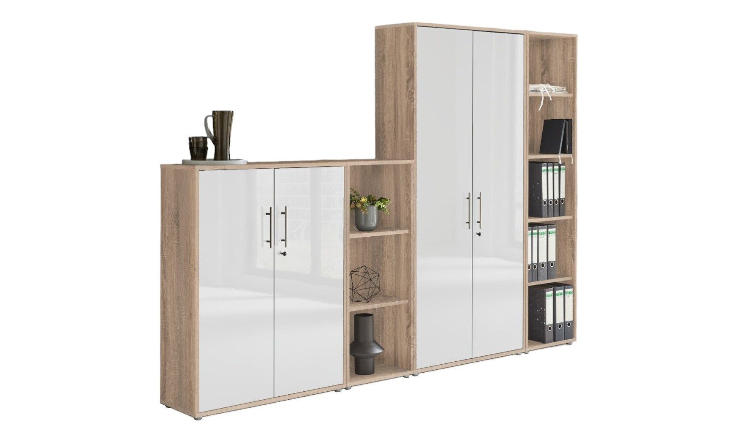 BMG Möbel Aktenschrank Office Edition 4 (Schrankwand Set, 4tlg) abschließbar, matt oder Hochglanz lackiert