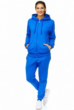 L.gonline Freizeitanzug Damen Jogginganzug, Freizeitanzug, Hausanzug 586 (Kapuzenjacke mit Reißverschluss, Hose, 2-tlg), Fitness Freizeit Casual