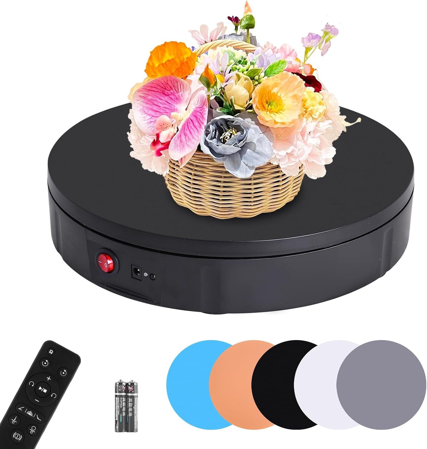 BAOSHISHAN Drehteller Drehscheibe, (elektrischer 360° Studiotisch mit Fernbedienung, einstellbare, Geschwindigkeit & Rotationswinkel, stabiler Präsentationstisch), Produkte, Fotos & Videos, inkl. 5 Hintergrundplatten