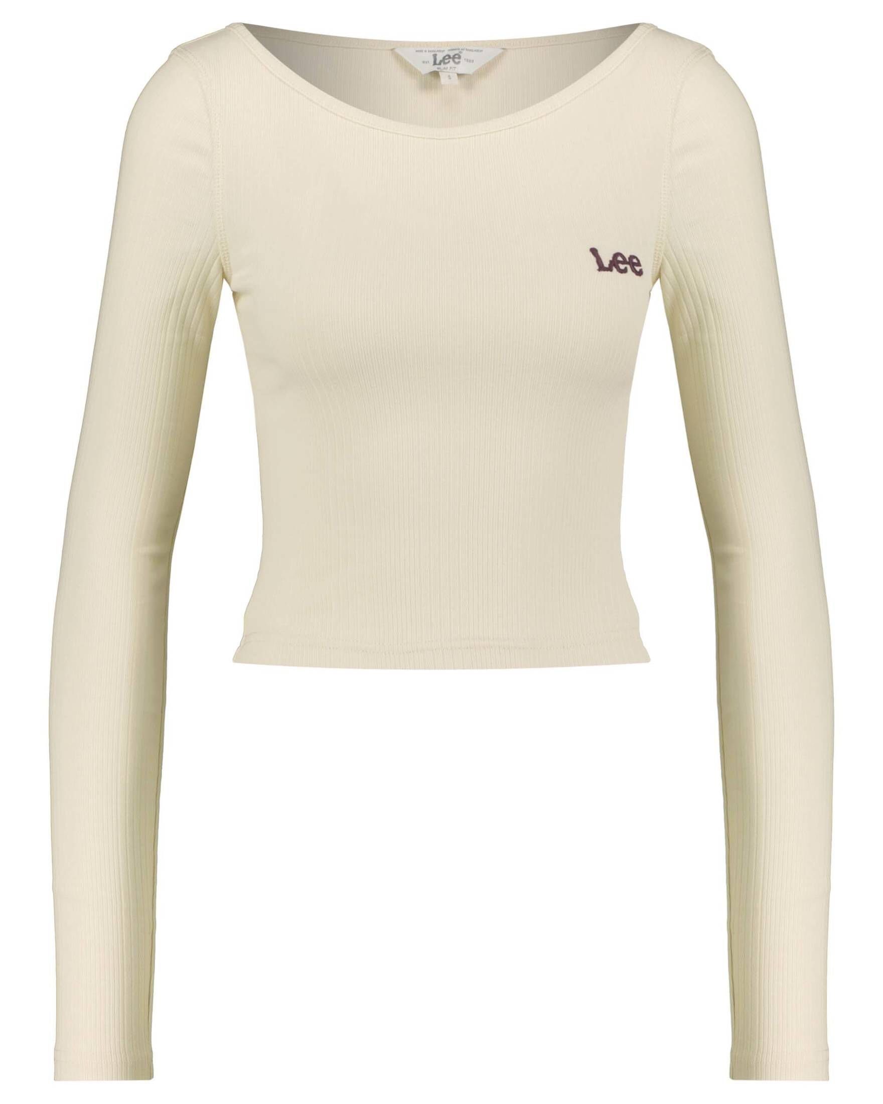 T-Shirt Damen Longsleeve CROPPED ULTRA SLIM TEE ECRU