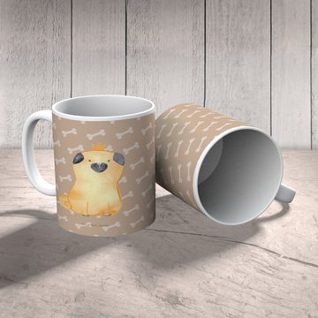Mr. & Mrs. Panda Tasse Mops Krone - Hundeglück - Geschenk, Hundemama, Teetasse, Hundemotiv, Keramik, Einzigartiges Botschaft
