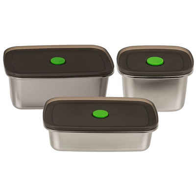 Marabellas Shop Lunchbox Brotbox aus Edelstahl mit Vakuumverschluss in Silber 3er-Set Lunchbox, Edelstahl, Kunststoff, (3-tlg), mit Vakuumverschluss