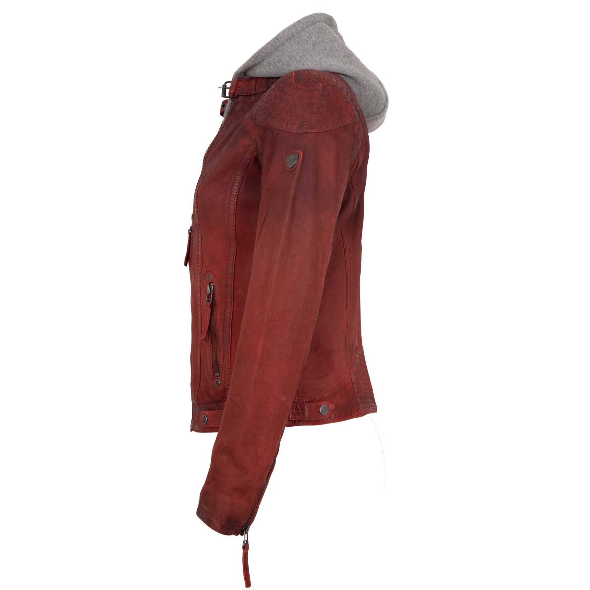 Mauritius Lederjacke Cascha Mauritius - Damen Lederjacke Kapuze Lammleder rot