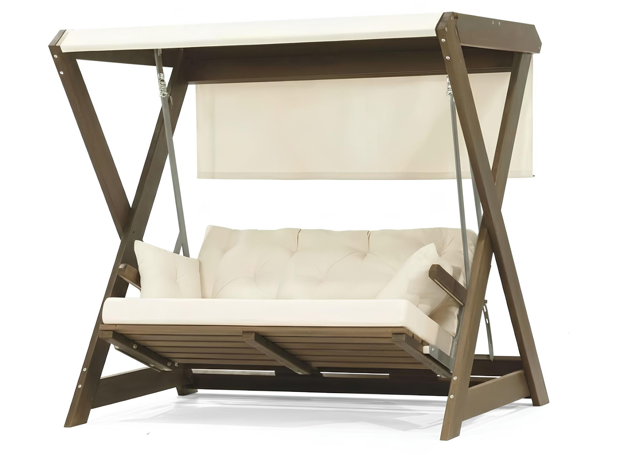 JVmoebel Hollywoodschaukel Gartenschaukel-Sofa Moderner Stil Weiß Holzrahmen Bequem Entspannend, 3 tlg.