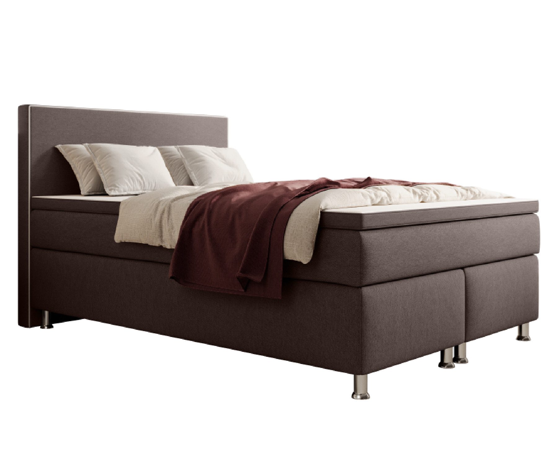 inter Boxspringbett Gent 140x200 cm 7-Zonen Taschenfederkern H3 Matratzen inkl.Topper (140x200 cm, Anthrazit), inkl. 7 Zonen Taschenfederkernmatratzen, inkl.Topper