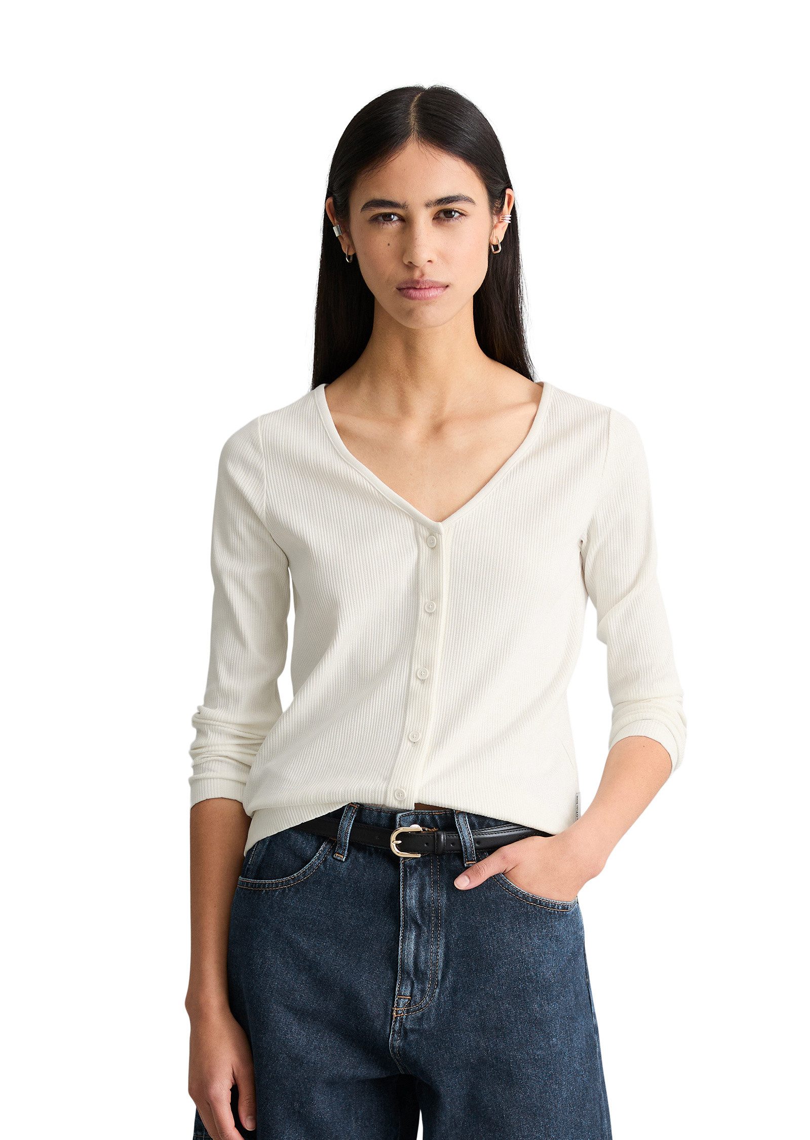 Marc O'Polo DENIM Langarmshirt aus Bio-Baumwolle-Mix