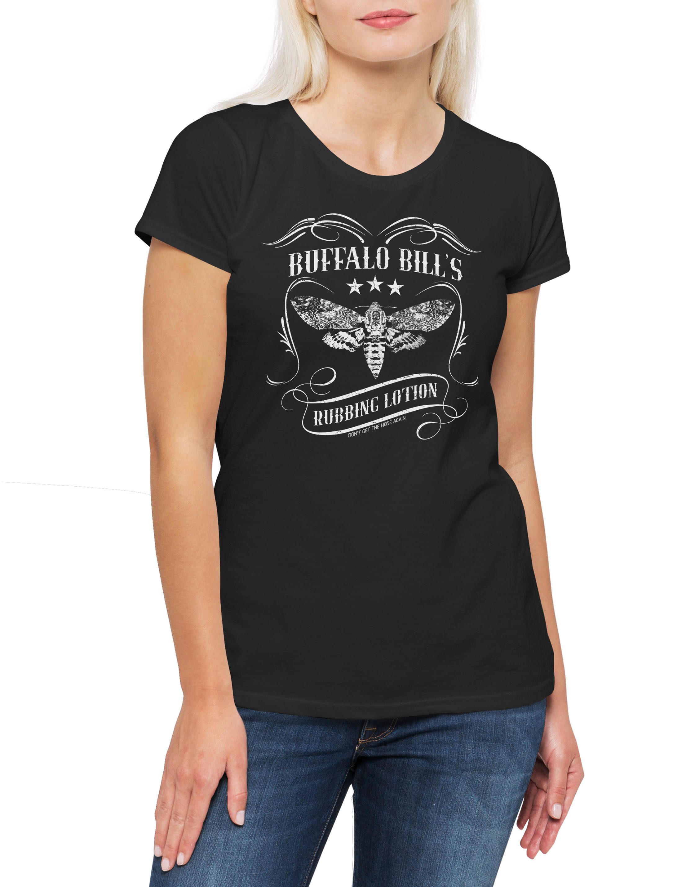 Urban Backwoods Print-Shirt Buffalo Bill's Rubbing Lotion Damen T-Shirt Schweigen Silence Der Das (1-tlg) Lambs Hannibal Lämmer The