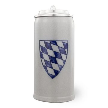 Bavariashop Bierkrug PREMIUM Bierkrug "Bayernschild" schlank • 0,5 Liter, Steinzeug