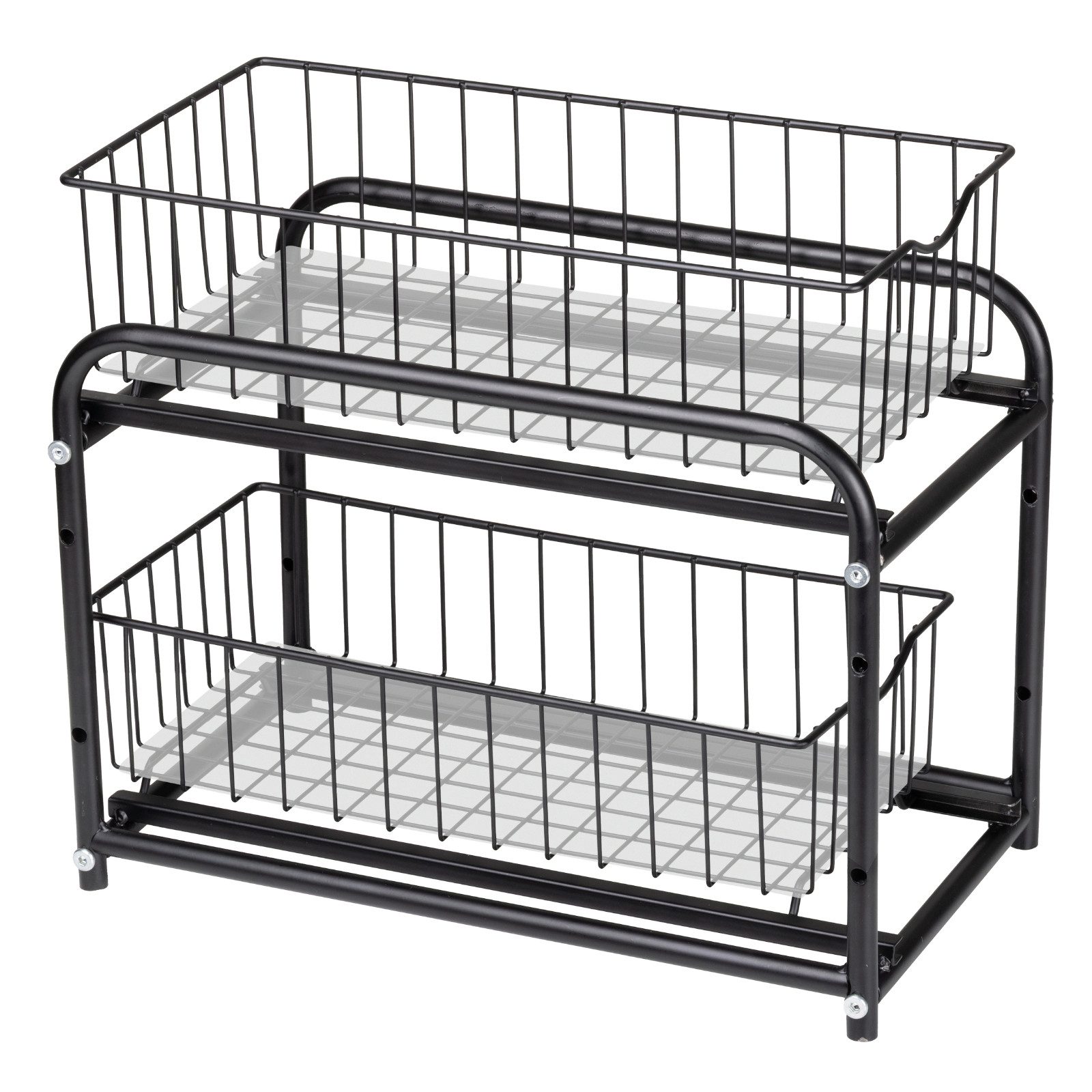 Haushalt International Schrankeinsatz Schrankauszug Organizer Gewürzregal 37x32x22cm Metall Schwarz (Stück, 1 St., Packung), ausziehbar, Platzsparend, einfache Montage, Drahtkörbe
