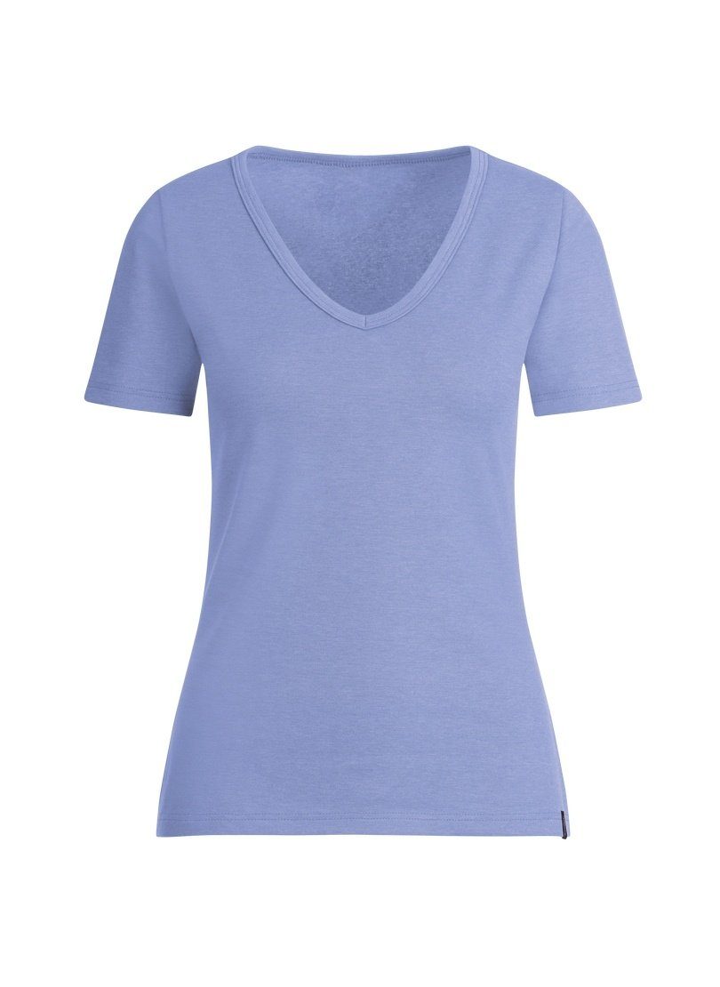 TRIGEMA Baumwolle/Elastan aus lavendel-melange T-Shirt Trigema V-Shirt