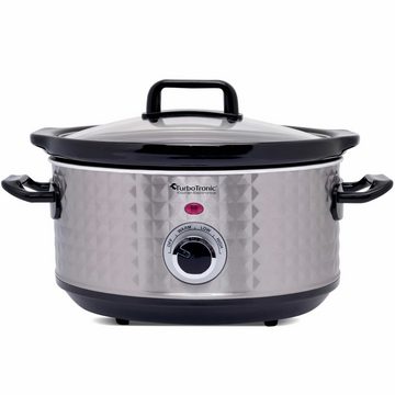 TurboTronic by Z-Line Schongarer 3,5 Liter mit Anbrat- & Warmhaltefunktion Sous Vide Garer Slowcooker, 200 W, Langsamkocher Schmortopf Gartopf Rautenmuster retro