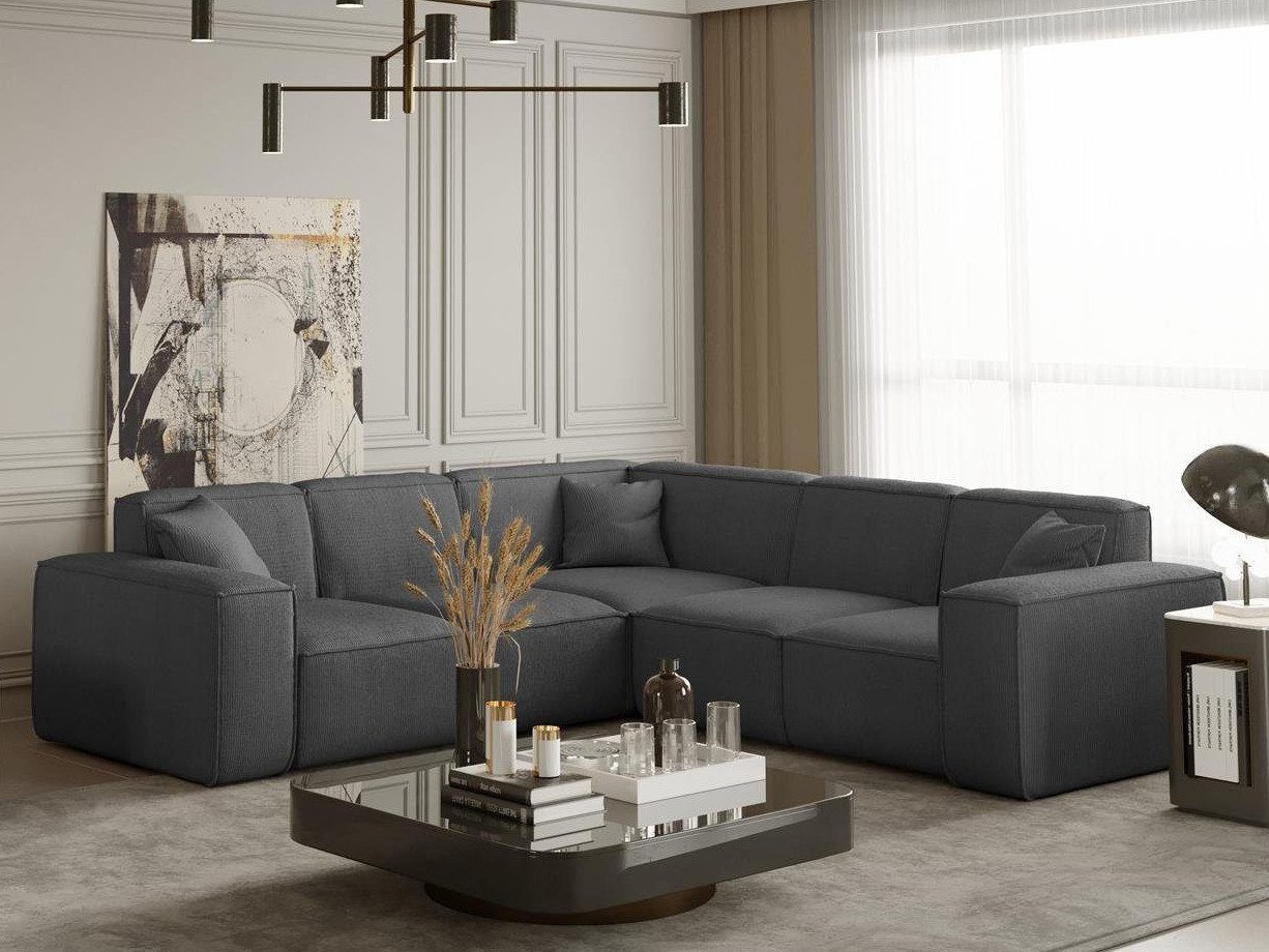 Beautysofa Ecksofa Lugano Modernes Komfortsofa in elegantem Grauton