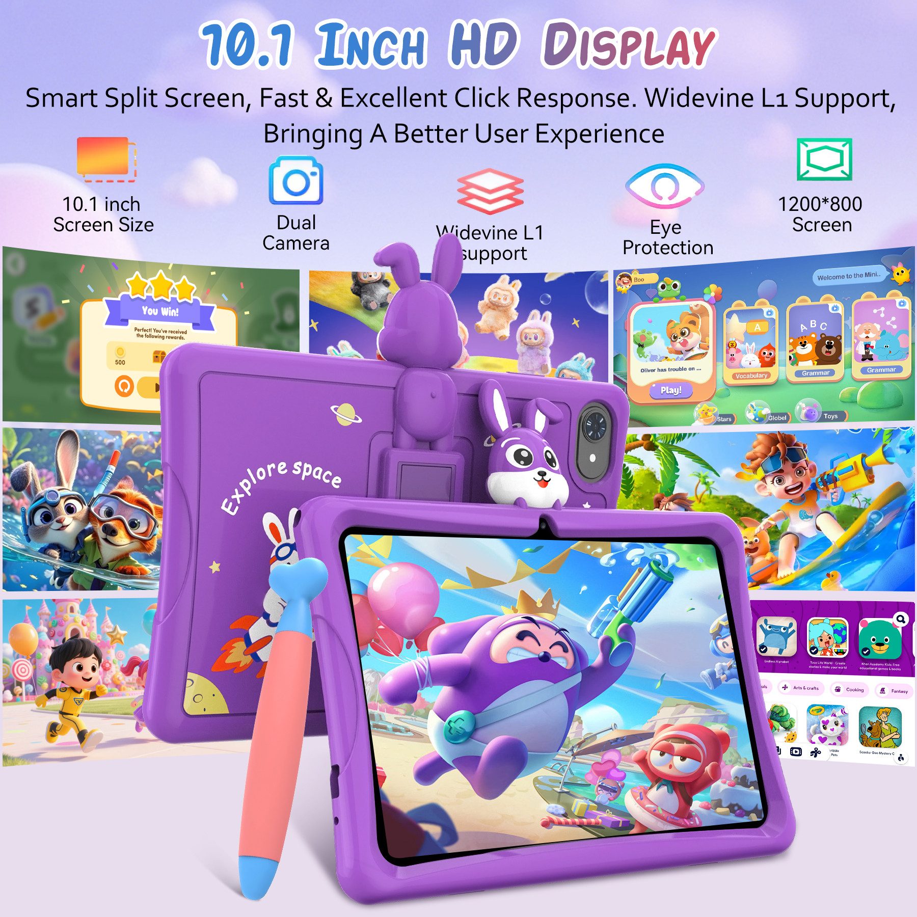 TABWEE 10.1'' Kids Android 64/128GB mit Stylus Tablet (10.1", 64 GB, Android 16, 5G wifi, Android 15, Google Kids Space, Gemini AI, mit Stift) – Bild 3 von 5