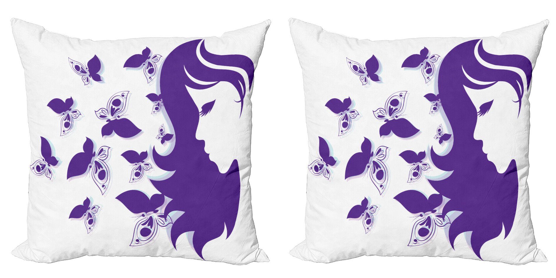 Kissenbezüge Modern Accent Doppelseitiger Digitaldruck, Abakuhaus (2 Stück), Friseur Schmetterlinge und eine Lady