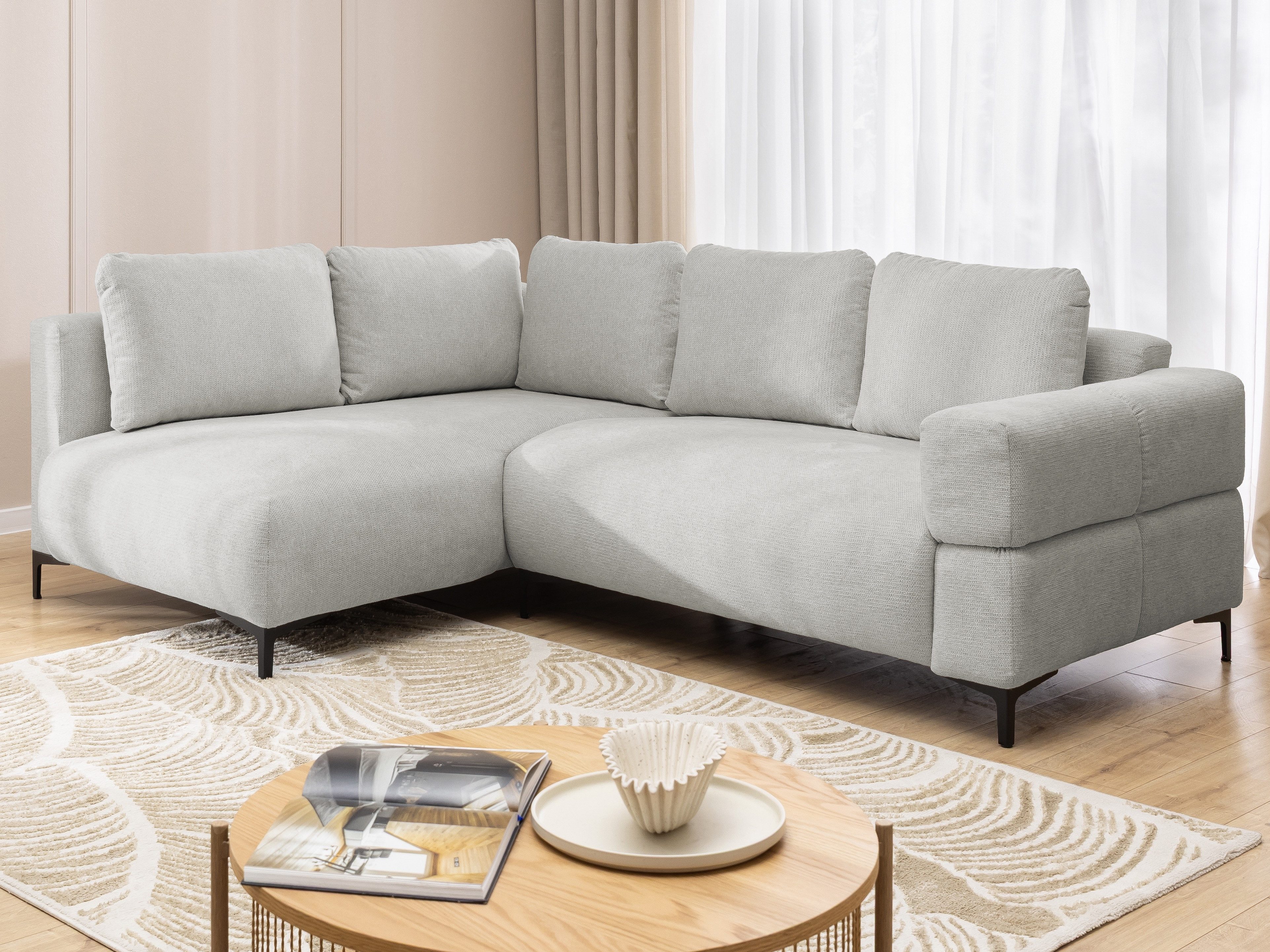 S-Style Möbel Ecksofa Cardea in Bubble-Optik aus weichem Strukturstoff mit hohem Sitzkomfort, mit Wellenfederung