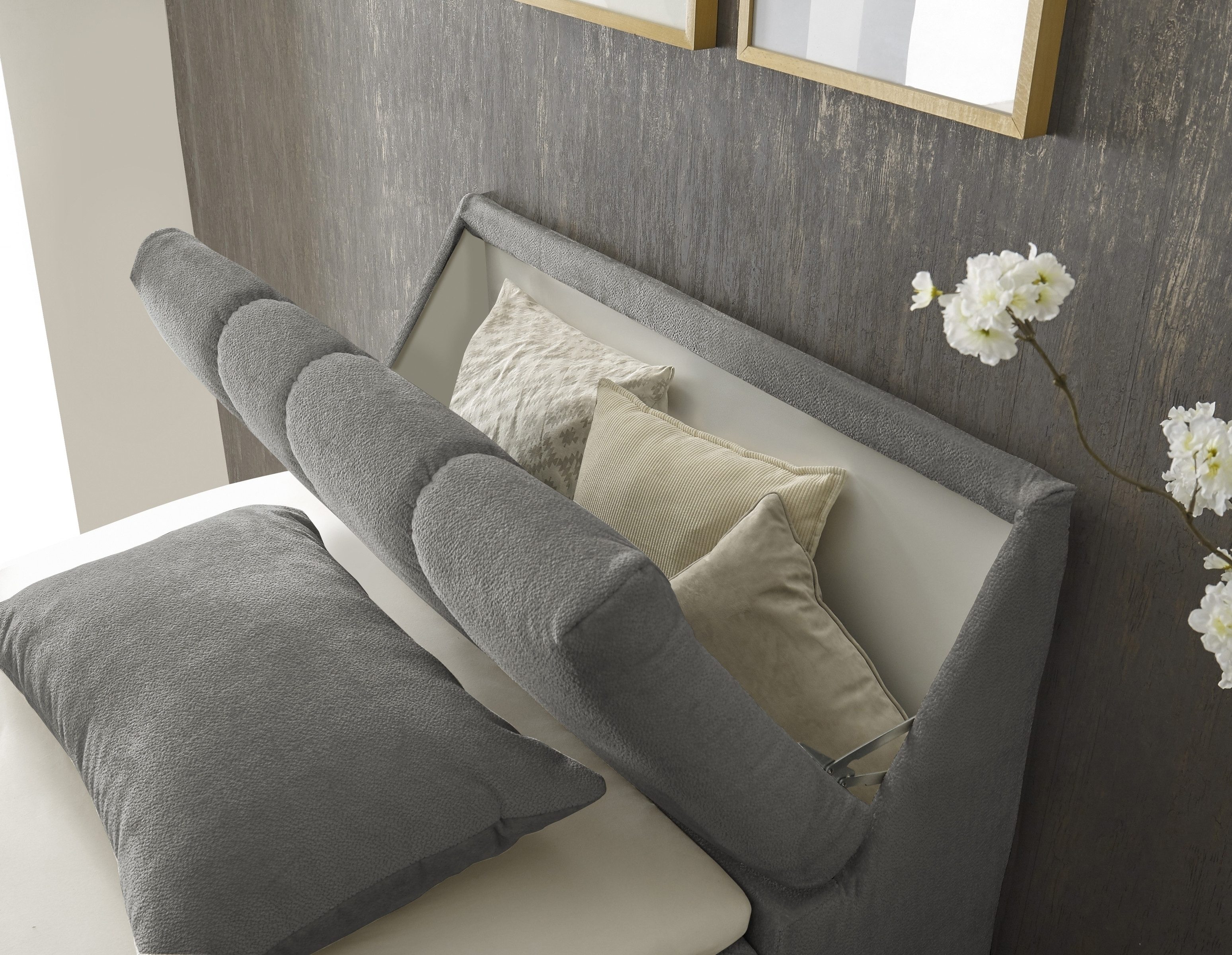 Black Red White Boxspringbett Stauraum, Topper, graphit, 120x200cm - Stellmaß 123x105x240cm (BxHxT)