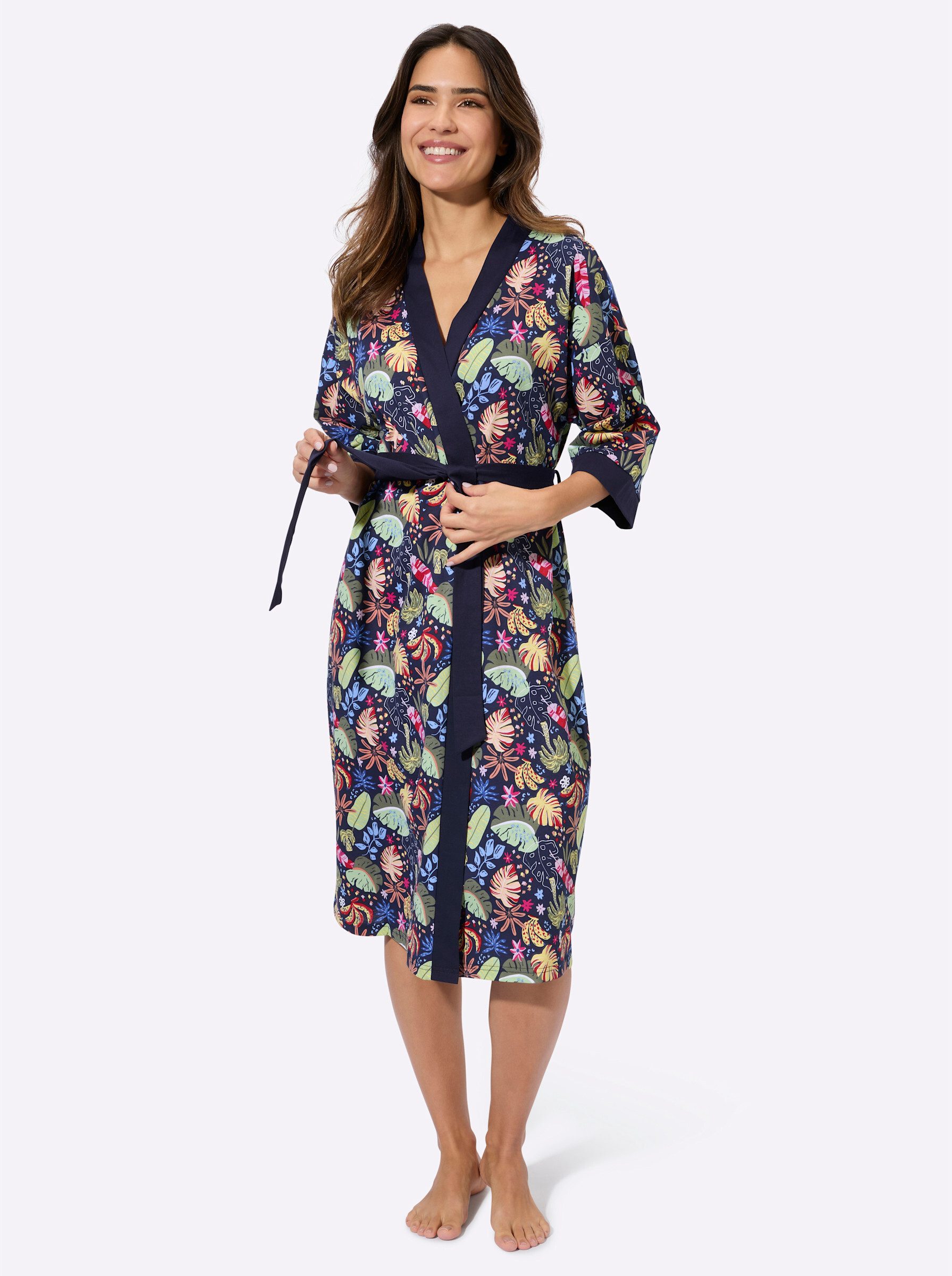 Sieh an! Morgenmantel Morgenmantel ., Baumwolle, Bindeband, Single-Jersey