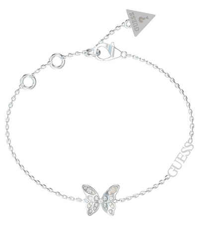 Guess Gliederarmband Schmetterling Pave Silberfarben