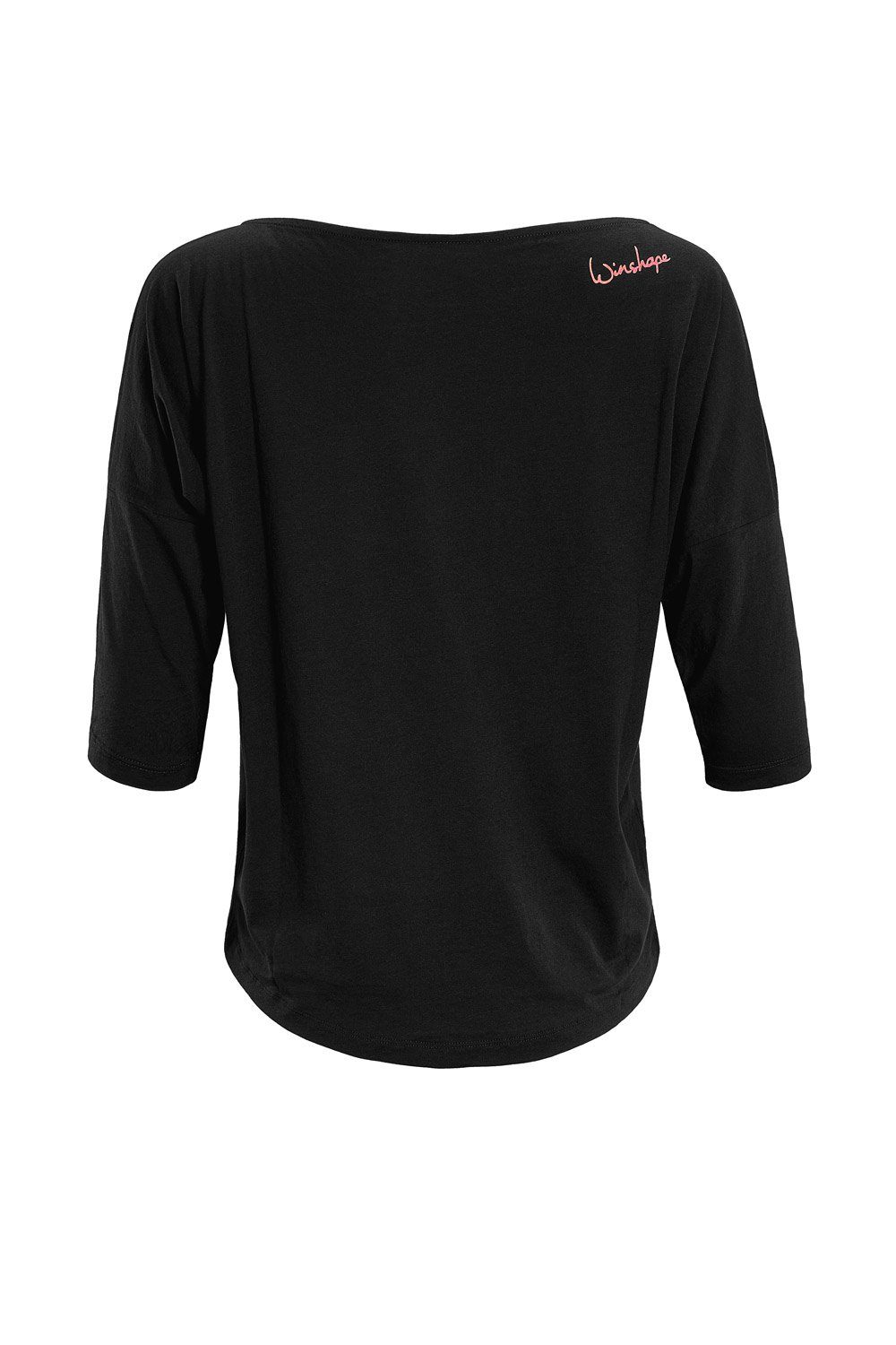 Winshape 3/4-Arm-Shirt MCS001 ultra leicht mit Neon coralfarbenem Glitzer- Aufdruck