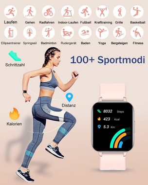 HUAKUA für Damen und Herren Touch Screen Fitness Smartwatch (1,69 Zoll, Android iOS), mit SpO2-Überwachung Puls SchlafmonitorSchrittzählerMultiTrainingsmodi