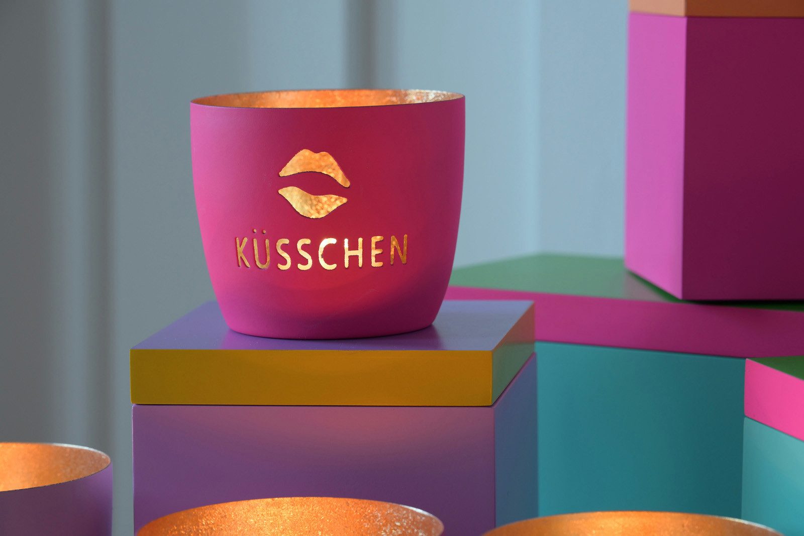 Giftcompany Windlicht Madras Windlicht M Küsschen hot pink/gold 8,5cm günstig online kaufen