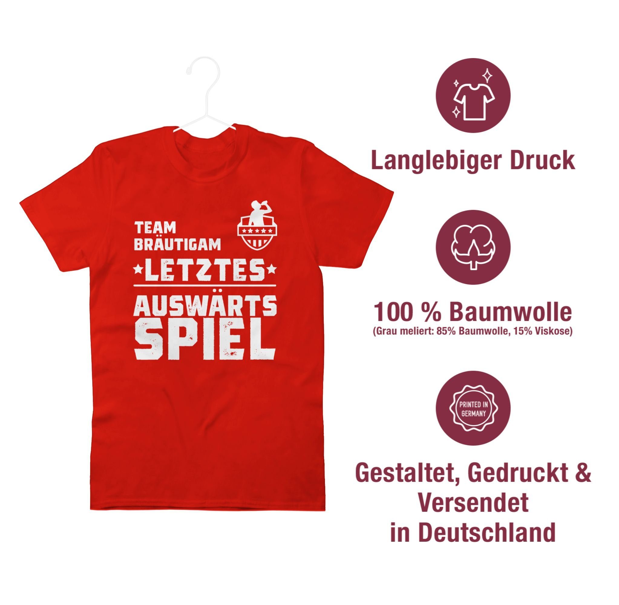 JGA Bräutigam Team 03 Auswärtsspiel Männer T-Shirt Letztes Auswärtstour Rot - Shirtracer