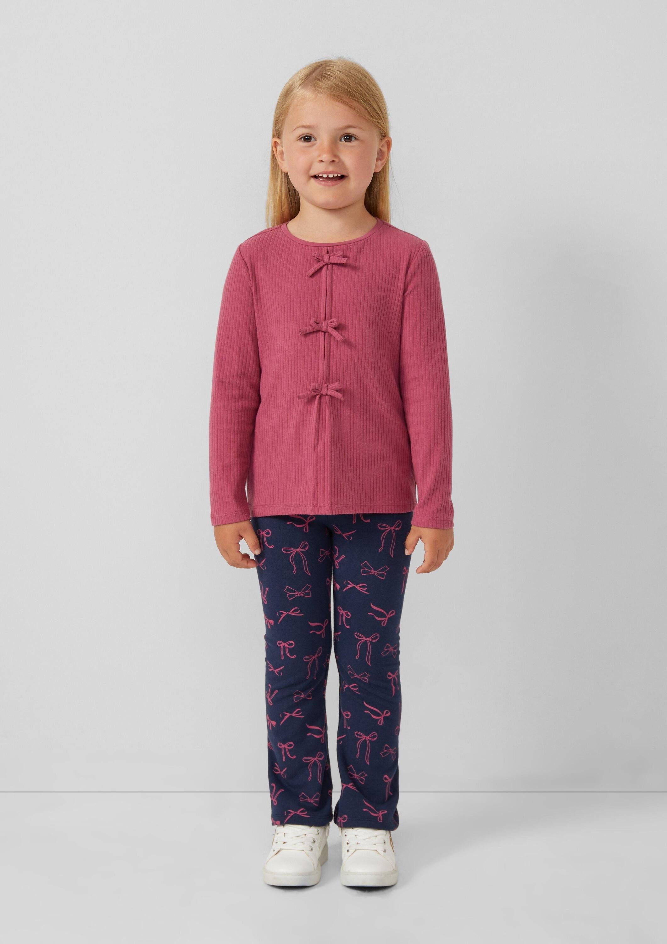 s.Oliver Leggings Leggings Flared-Leggings mit Glitzerbund und Print – Bild 3 von 4