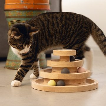 Designed By Lotte Tier-Intelligenzspielzeug Katzenspielzeug Spielturm Mia Holz braun