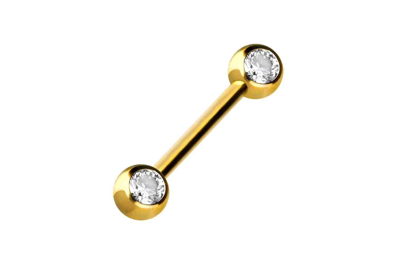 PIERCINGLINE Brustwarzenpiercing Chirurgenstahl Barbell SEITLICHE KRISTALLE günstig online kaufen