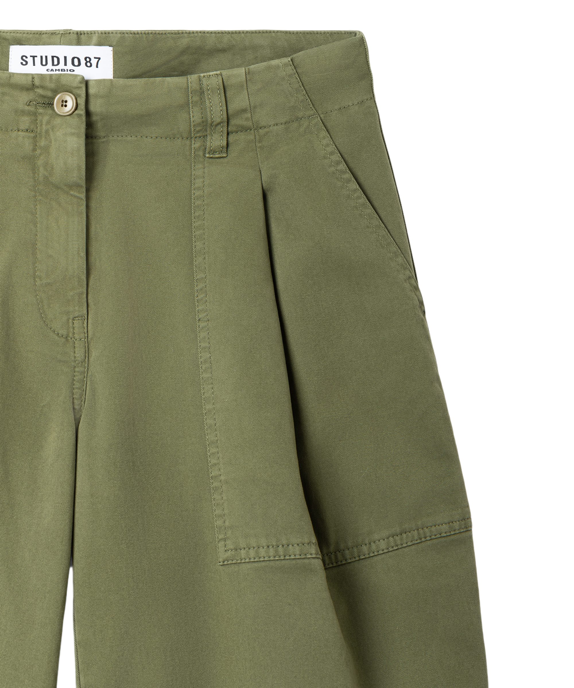 Cambio Stoffhose grün,Casual,Baumwolle,Unifarben,Barrel Fit,Mittel