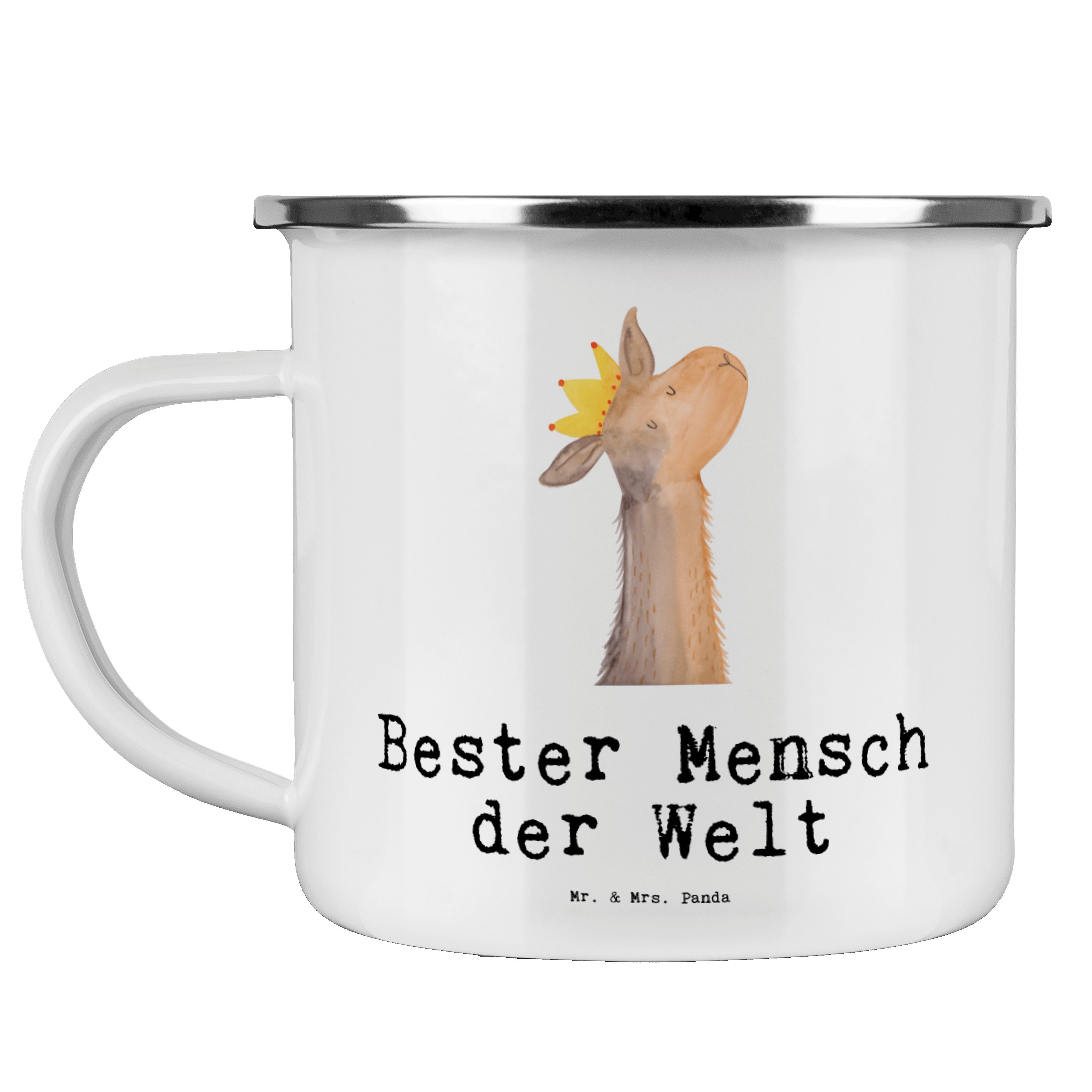 Mr. & Mrs. Panda Becher Emaille der Geschenk, Mensch - Weiß Emaille - Welt Bester Liebling, Trin, Lama