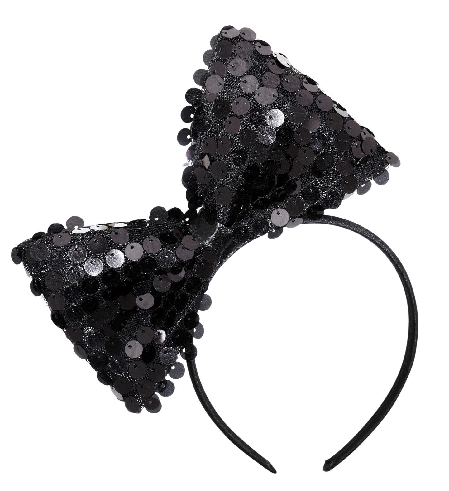 Kostüm Pailletten Haarreif 'Schleife', Schwarz