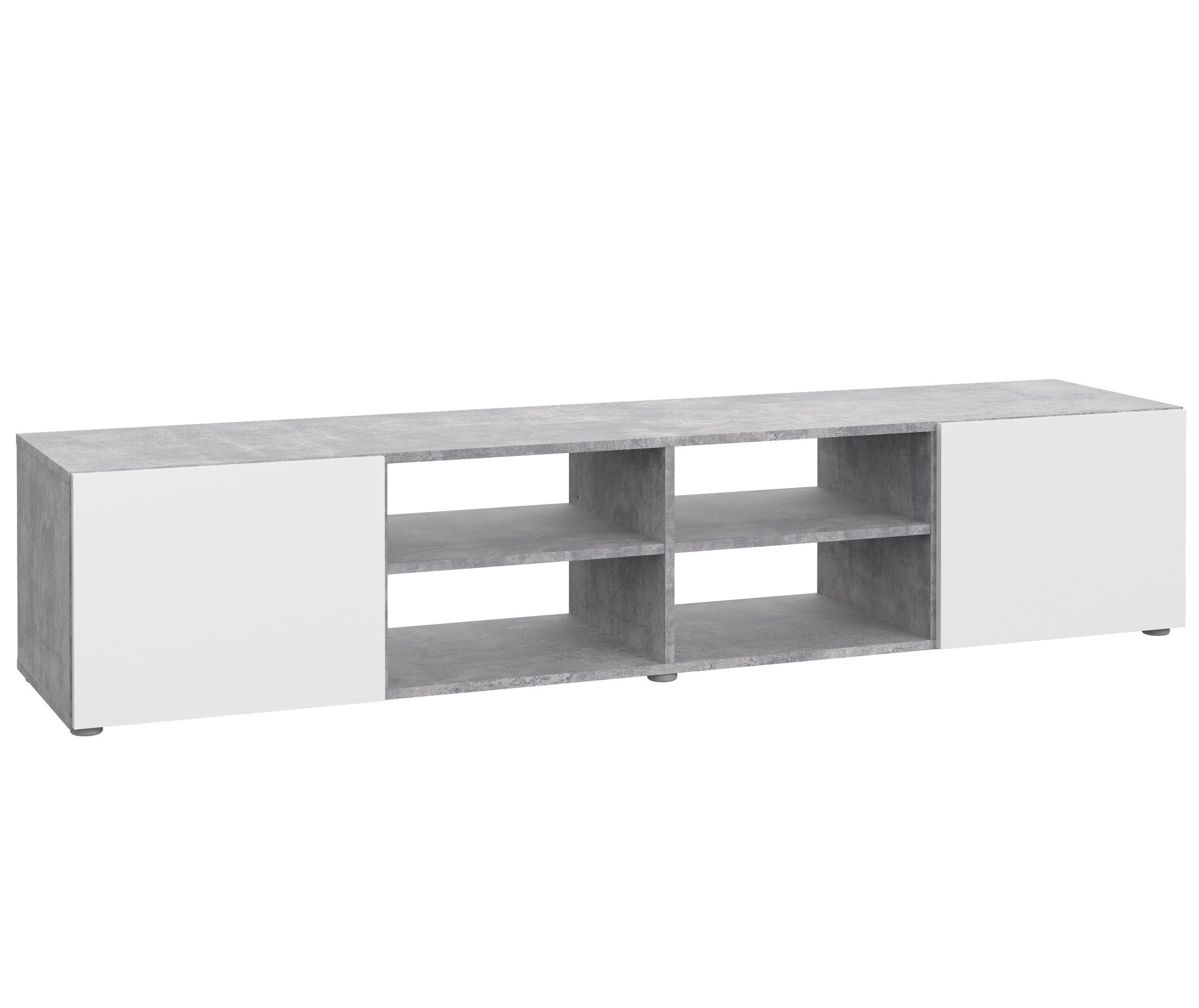 Newroom Lowboard Betonoptik Lichtgrau 179 cm, TV Lowboard Betonoptik Lichtgrau Modern TV Schrank Fernsehtisch