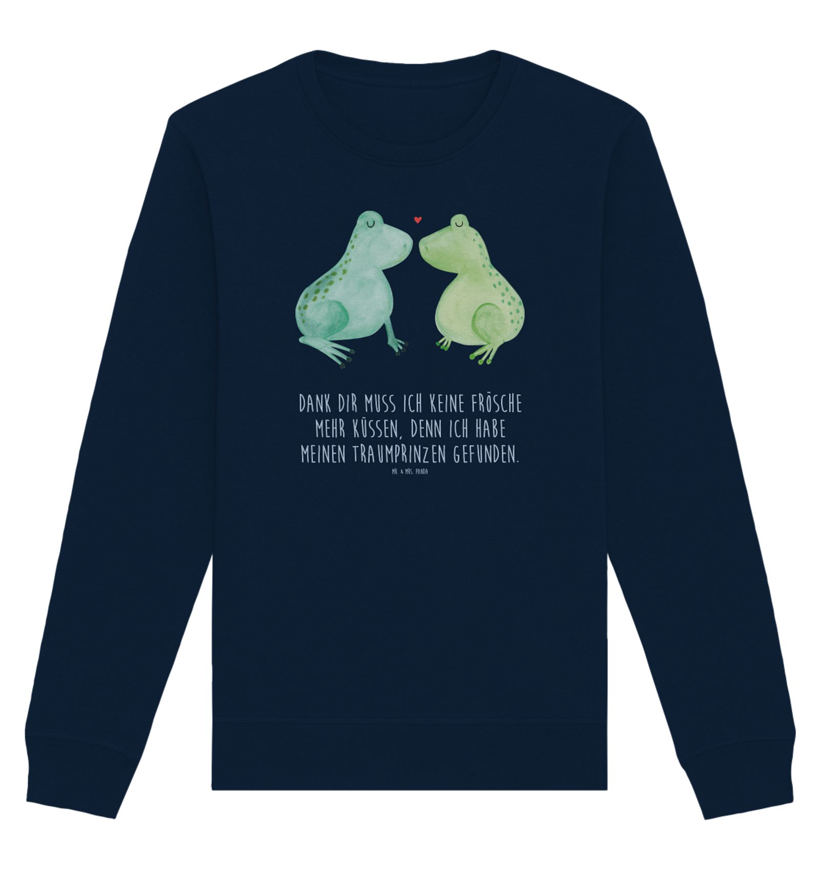 Longpullover Frosch Liebe Größe XXL - French Navy - Geschenk, Hocheitstag, Pärchen