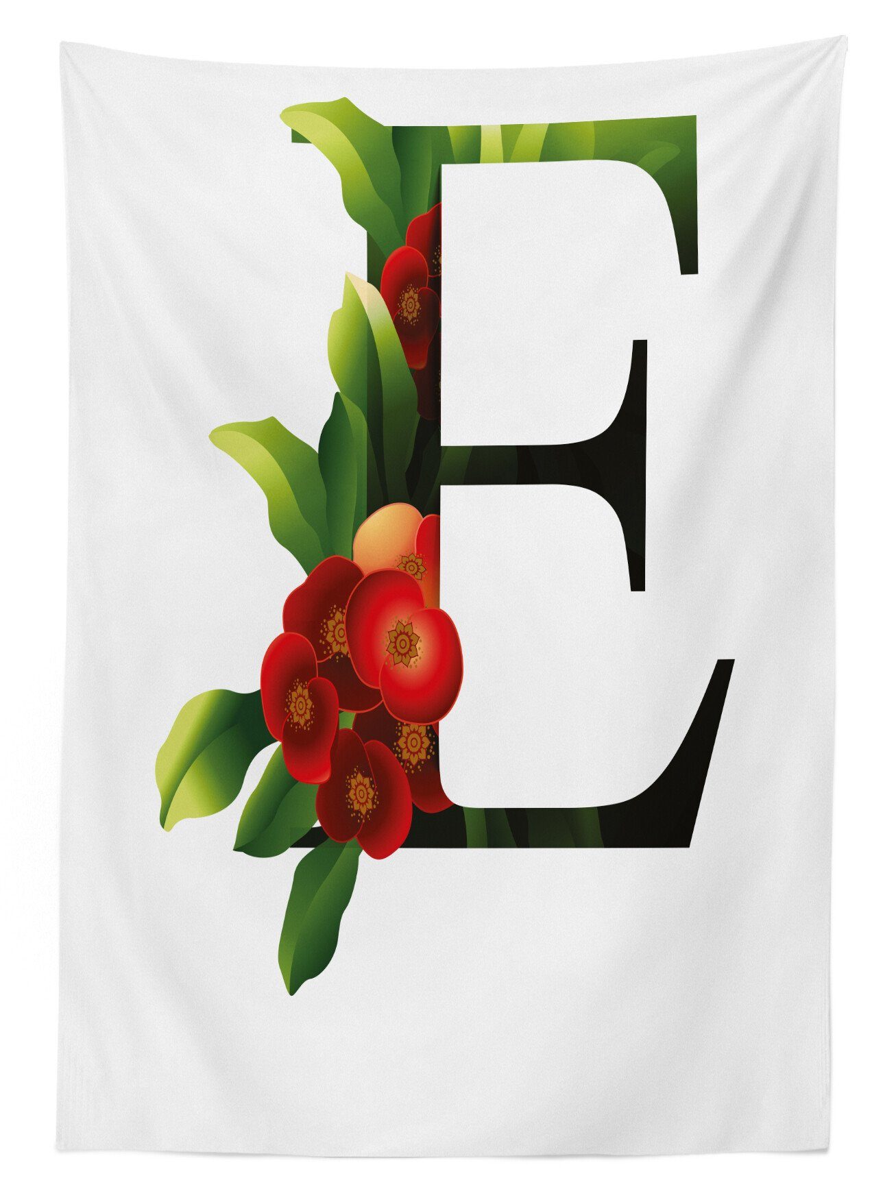Blooms geeignet Alphabet Farbfest Waschbar Farben, Abakuhaus Buchstabe Red Für Klare Tischdecke Außen den Bereich E